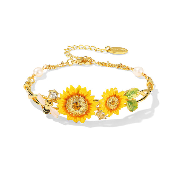 Enamel Sunflower Bracelet