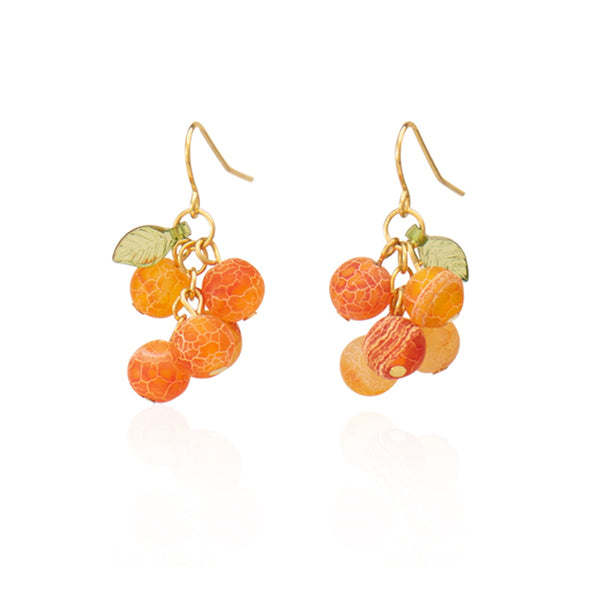 Citrus Orange Glass Drop Earrings - Handcrafted Fruit Earrings, Perfect for Food Lovers