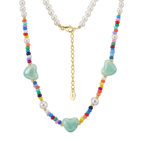 Colorful Seed Bead pearl beaded necklace