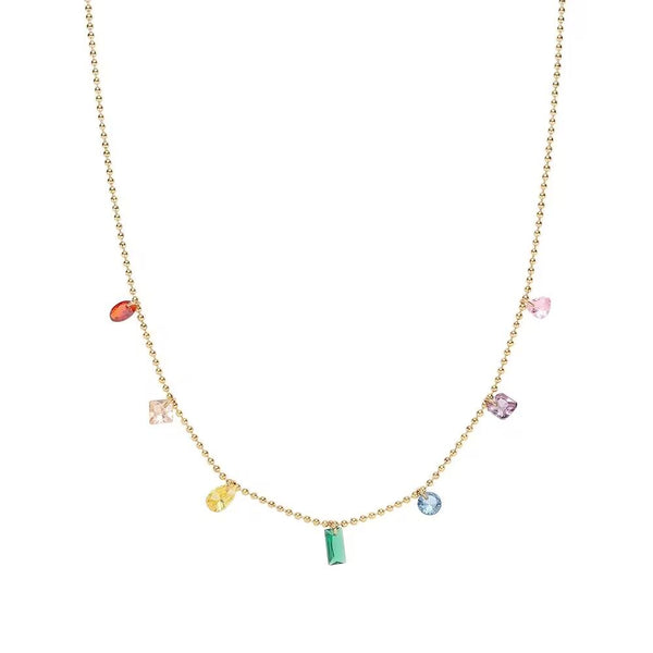 Colorful Zircon Crystal Pendant Necklace