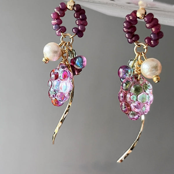 Cute Purple Grape Tassel Earrings