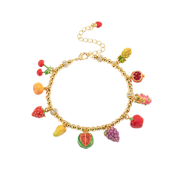 Enamel Fruit Bracelet Strawberry/ Pineapple /Watermelon/Apple/Grape/ Orange Bracelet