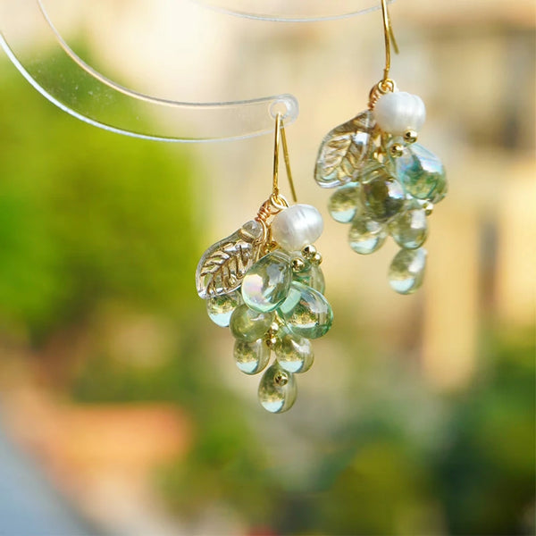 Grapes earrings,Fruit dangle earrings