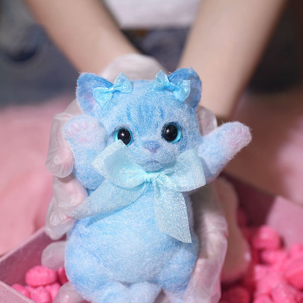 Soft Furry Blue Laying Kitten Cat Squishy Toy